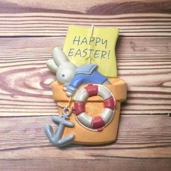 Hallmark Jewelry - Vintage Hallmark Happy Easter Pin Anchor Life Preserver Bunny